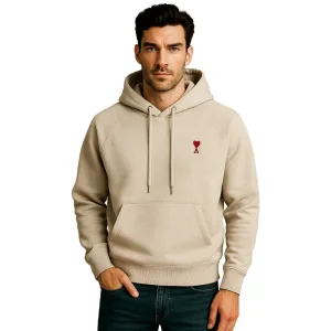 mens-beige-fleece-hoodie