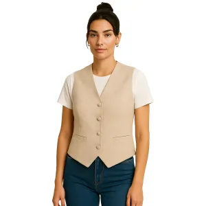 womens-beige-v-neck-vest