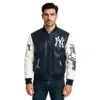 Classic New York Yankees Leather Jacket 3 classic navy blue new york yankees leather jacket