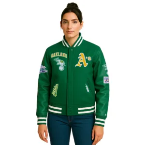 green wool oakland athletics jacket