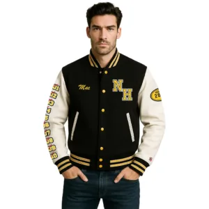black and white varsity jacket