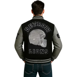 black detroit lions eddie brock venom varsity jacket