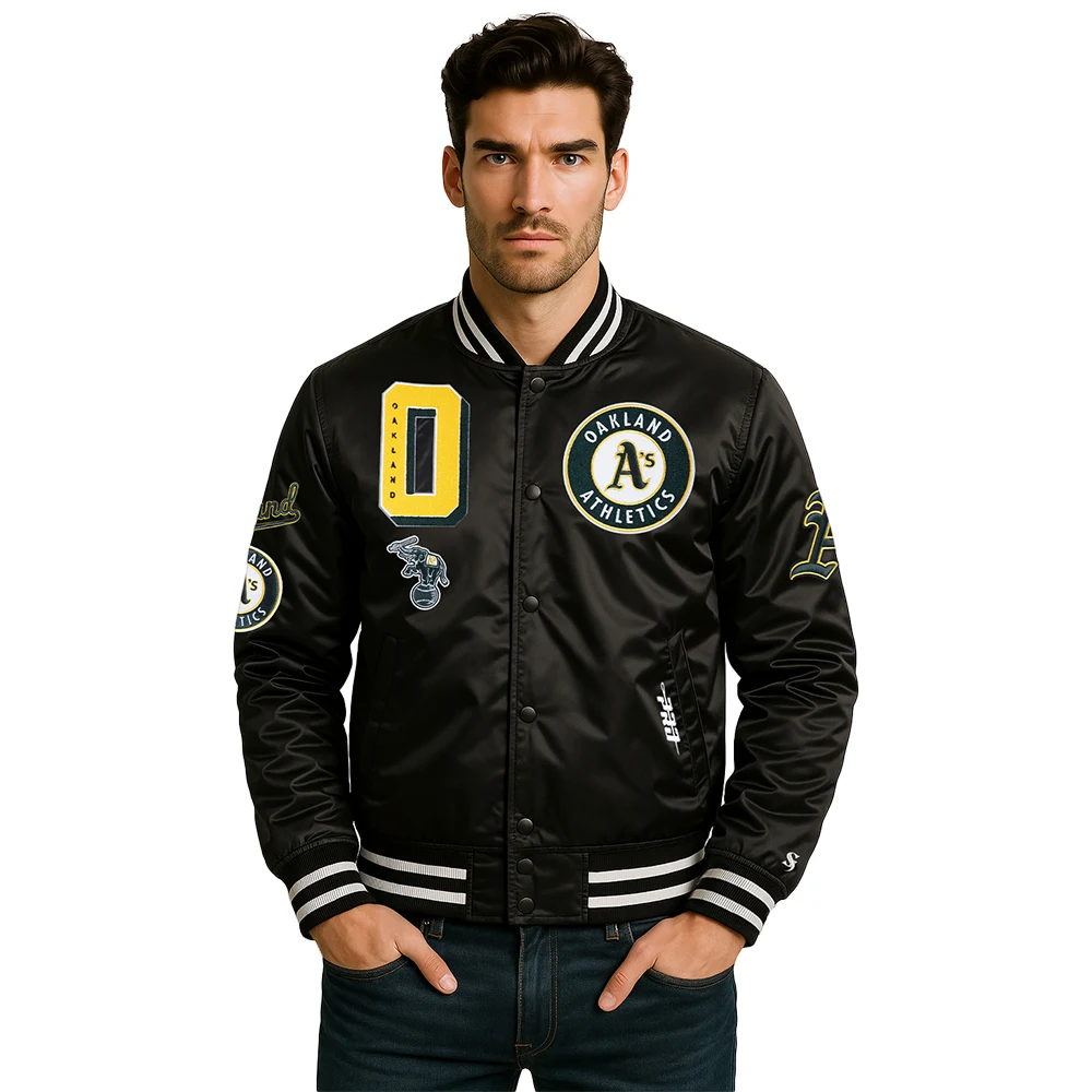 black-oakland-athletics-satin-jacket black oakland athletics satin jacket
