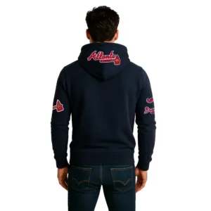 chenille navy blue atlanta braves hoodie