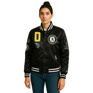 mashup black oakland athletics satin jacket