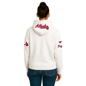 mlb chenille atlanta braves white hoodie
