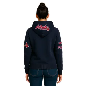 mlb chenille navy blue atlanta braves hoodie