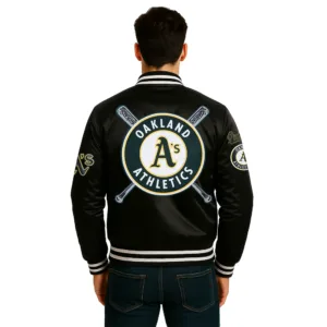 mlb mashup black oakland athletics satin jacket