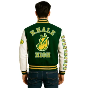 n. hale high school green and white varsity jacket