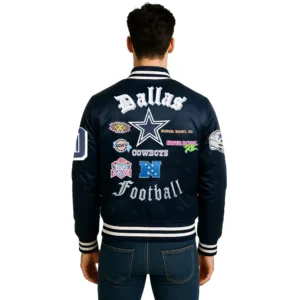 old english nfl dallas cowboys satin jacket