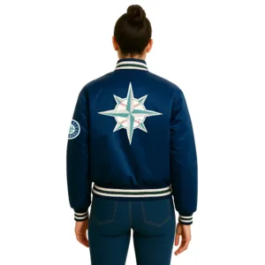 vintage navy 90s mariners satin jacket