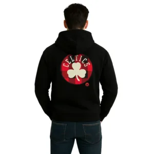 boston celtics black evergreen check hoodie