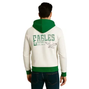 philadelphia eagles distressed cream graphic hoodie