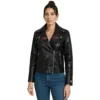 arizona cardinals black leather moto jacket