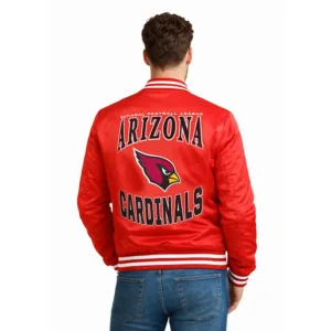arizona cardinals red satin varsity jacket
