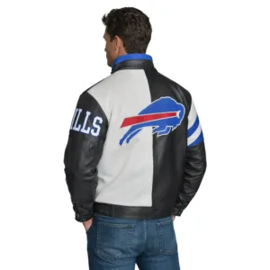 mens buffalo bills full zip leather jacket