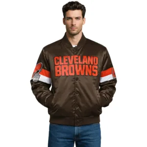 triple cleveland browns satin jacket